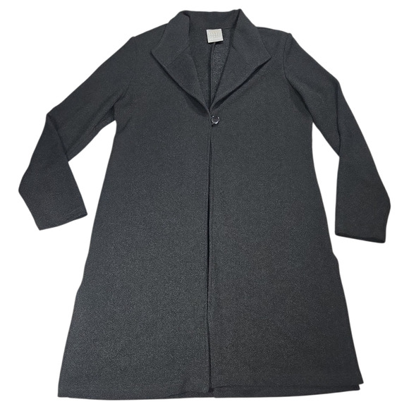 Rabbit Designs Women Sz 16 Black Long Single Button Jacket Cardigan Witchy EUC - Picture 2 of 10